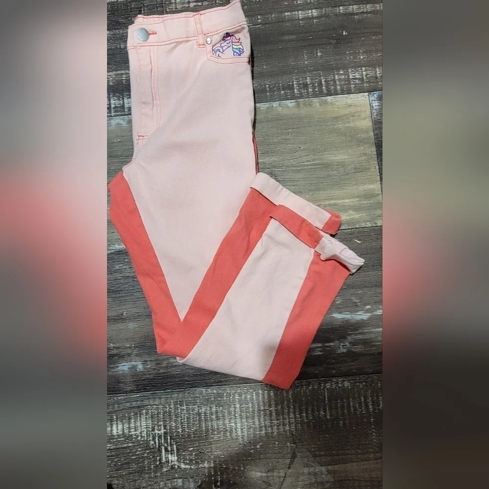 365 kids two tone cuffed jeans unicorn on pocket size: 10